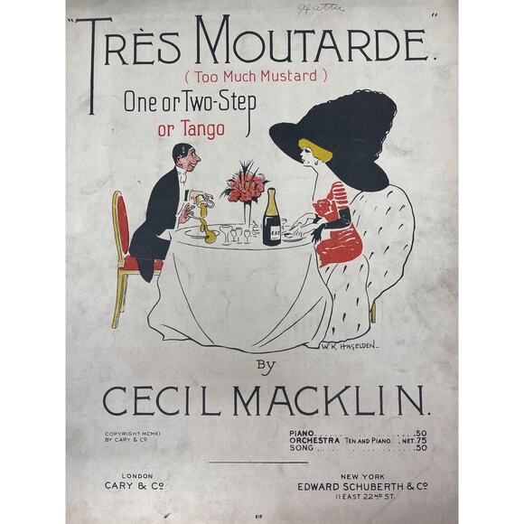 1911 Tres Moutarde Sheet Music One Step Two Step Tango Cecil Macklin - Picture 1 of 10